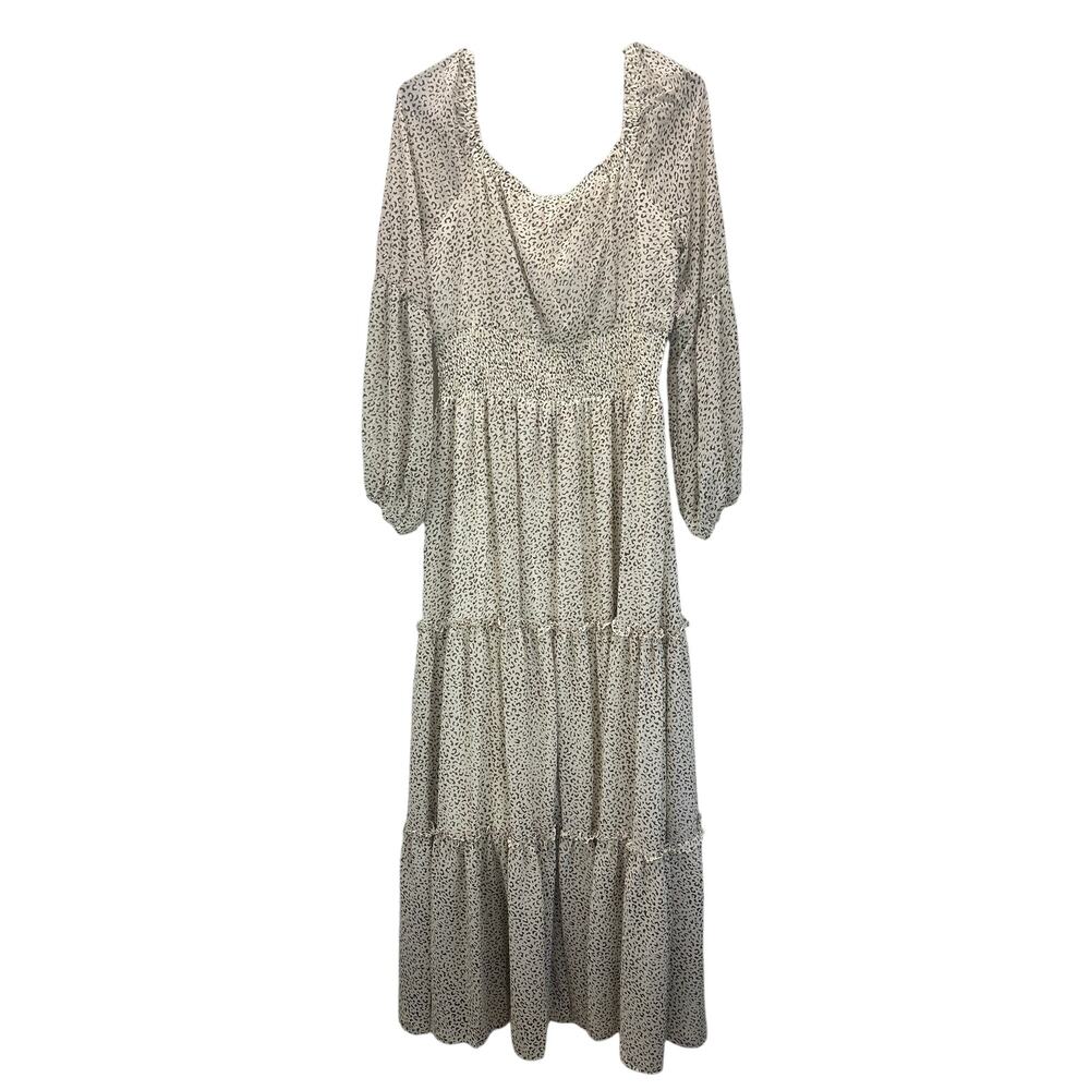 NWT Baltic Born Zoey Animal Print Smocked Maxi Dress Long Sleeves Large - Picture 3 of 8